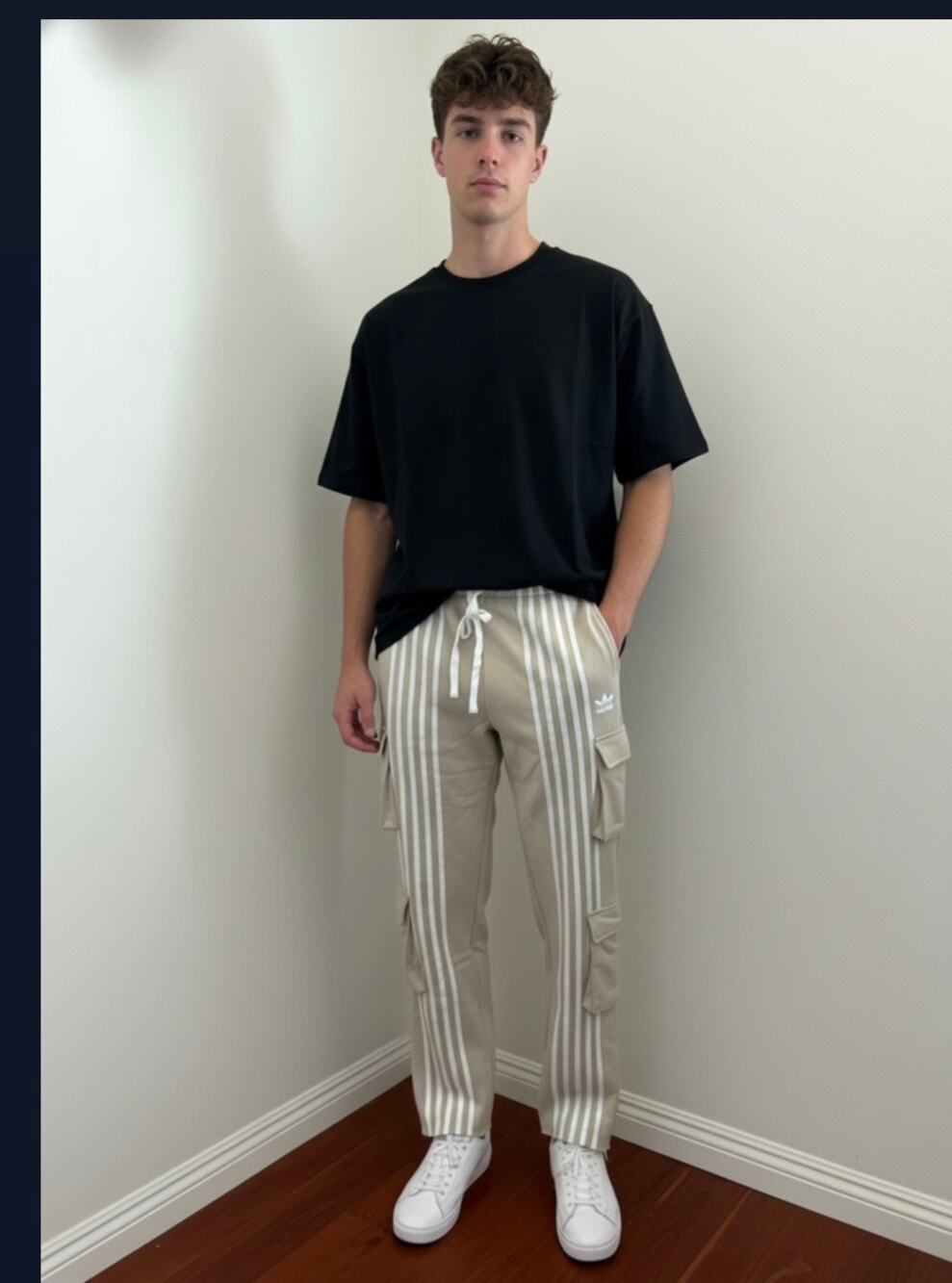New men’s MNML 4 front stripe sweatpants washed earth